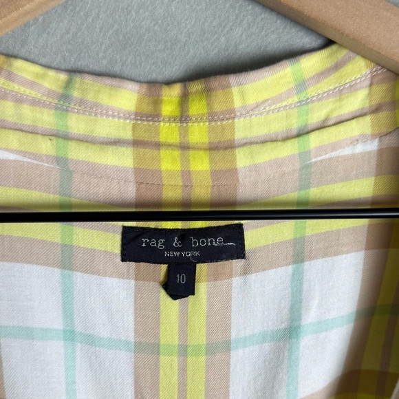 Rag & bone Women’s Margot Blazer Yellow Plaid 100% Cotton size 10 NWOT - Picture 5 of 12